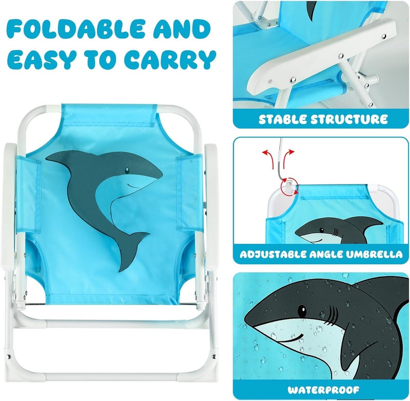 PLULON Kids Beach Chair with Umbrella Folding Lawn and Camping Chair with Summer Shade for Beach, Pool, Travel and Outdoor (for 1-5 Years Old) - Image 4